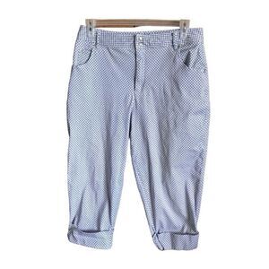 Lee Women’s blue gingham pants Capris plus Size 16 cuffed cotton blend